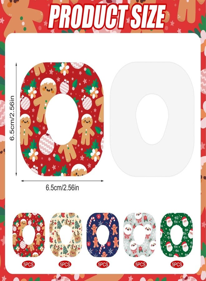 XIHIRCD 25 Sheets Adhesive Patches for Dexcom G7, Waterproof Over Patch Sensor Sticker Adhesive Christmas Patches CGM Tape Compatible with Dexcom G7 (5 Styles) - Image 2